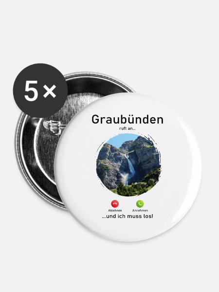 Graubünden Naturruf Design - Buttons groß 56 mm (5er Pack) - Weiß