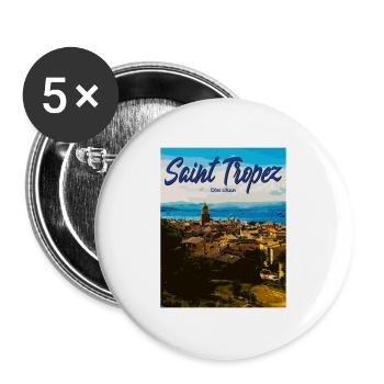 Saint Tropez Küstenflair Côte d'Azur - Buttons groß 56 mm (5er Pack) - Weiß - Vorne