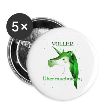 Einhorn voller Überraschungen unicorn - Buttons groß 56 mm (5er Pack) - Weiß - Vorne