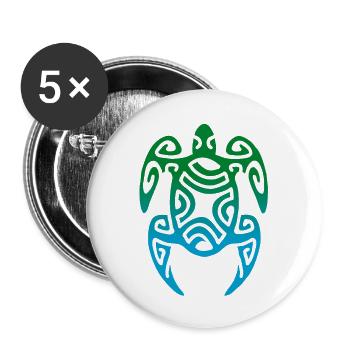 TORTUE (TAHITI) - collection tribale - Lot de 5 grands badges (56 mm) - blanc - Devant