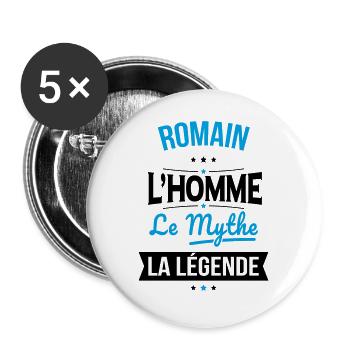 Romain - L'Homme - Le Mythe - La Légende - Lot de 5 grands badges (56 mm) - blanc - Devant