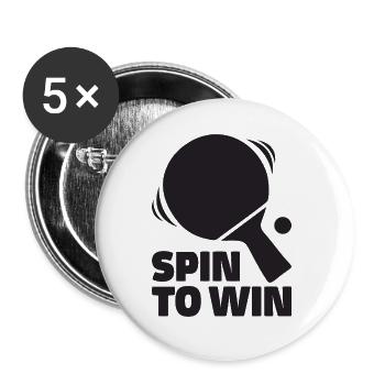 Spin To Win Pingpong Outfit Tischtennisspieler - Buttons groß 56 mm (5er Pack) - Weiß - Vorne