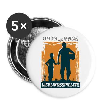 Papa ist mein Lieblingsspieler zum Vatertag - Buttons groß 56 mm (5er Pack) - Weiß - Vorne