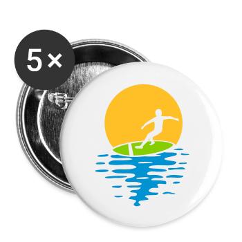 Abend Sonne Surfer - Buttons groß 56 mm (5er Pack) - Weiß - Vorne
