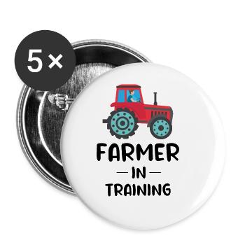 Petit agriculteur Tracteur Bébé Garçon Fille Drôle Dicton - Lot de 5 grands badges (56 mm) - blanc - Devant
