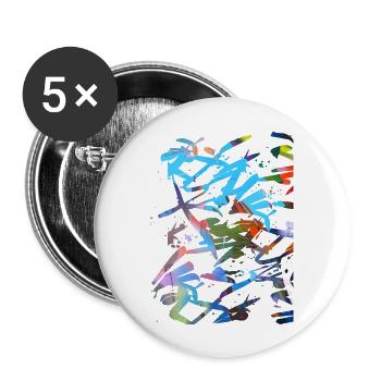 muster ,graffiti,bunt,malerei,kunst,blau - Buttons groß 56 mm (5er Pack) - Weiß - Vorne
