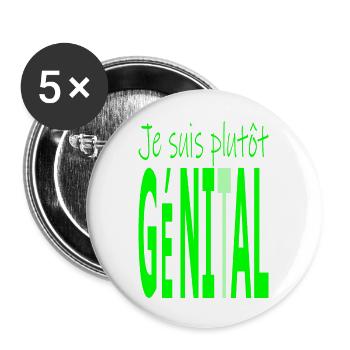 Je suis plutôt géni - t - al - Lot de 5 grands badges (56 mm) - blanc - Devant