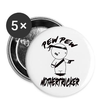 PEW PEW Mothertrucker - Buttons groß 56 mm (5er Pack) - Weiß - Vorne