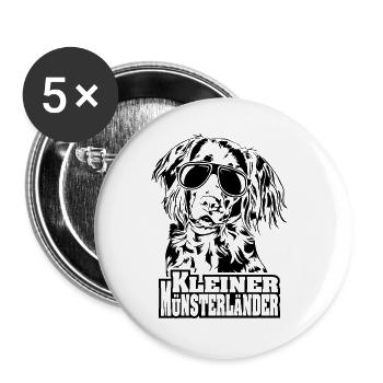 KLEINER MÜNSTERLÄNDER cool Sonnenbrille Hunde Hund - Buttons groß 56 mm (5er Pack) - Weiß - Vorne