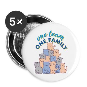team familie katze hundesport elternzeit witzig - Buttons groß 56 mm (5er Pack) - Weiß - Vorne
