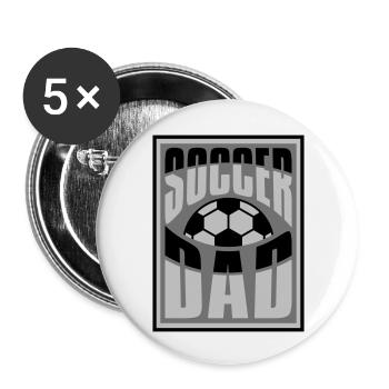 Hobby Sport Soccer Dad - Buttons groß 56 mm (5er Pack) - Weiß - Vorne