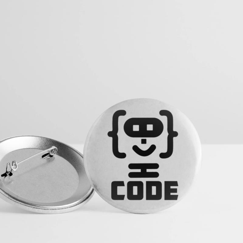 Hacker-Programmierer-Code-Logo mit Text CODE Buttons groß 56 mm (5er Pack)