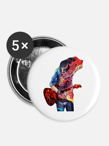 Dämonischer Gitarrist - Buttons groß 56 mm (5er Pack) - Weiß