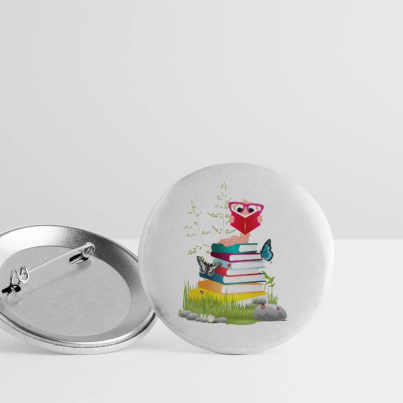 Knowledge-thirsty bookworm while reading a book Buttons large 2.2''/56 mm (5-pack)
