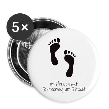 Im Herzen auf Spiekeroog - Buttons groß 56 mm (5er Pack) - Weiß - Vorne
