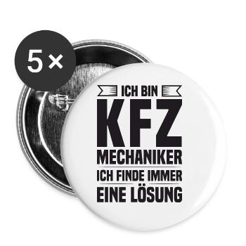 Ich bin KFZ Mechaniker Outfit Mechatroniker - Buttons groß 56 mm (5er Pack) - Weiß - Vorne