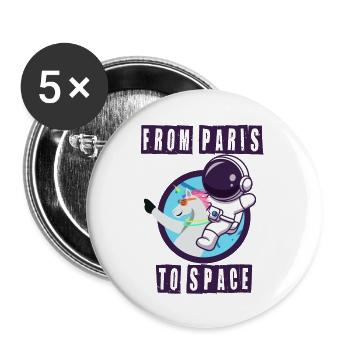From Paris to space unicorn with astronaut - Buttons large 2.2''/56 mm (5-pack) - white - Front