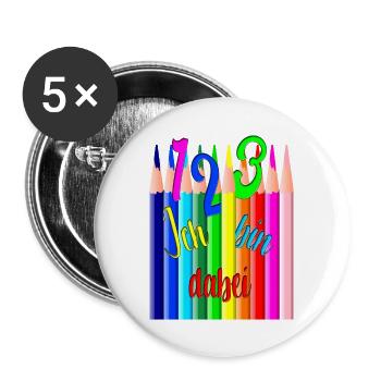 Retour à l’école123 Je fais des crayons de couleur colorés - Lot de 5 grands badges (56 mm) - blanc - Devant