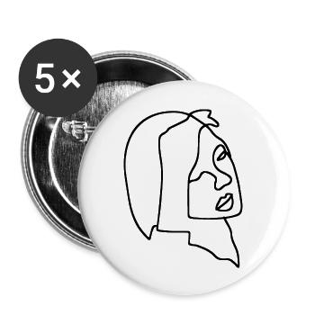 Frauen Linienkunst - Buttons groß 56 mm (5er Pack) - Weiß - Vorne