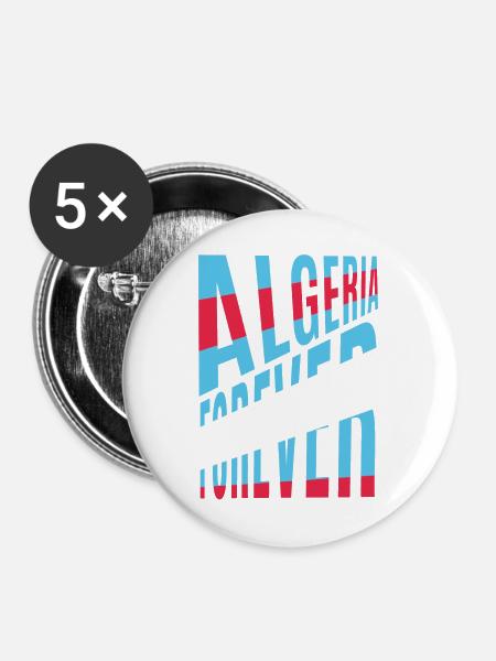 Algerien für immer - Buttons groß 56 mm (5er Pack) - Weiß