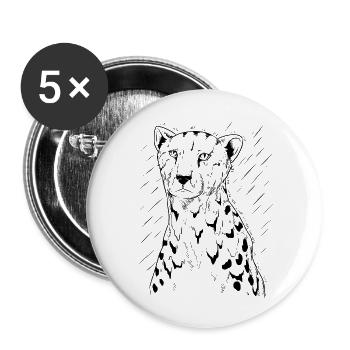 | guépard | prédateur | en cours d’exécution Afrique - Lot de 5 grands badges (56 mm) - blanc - Devant