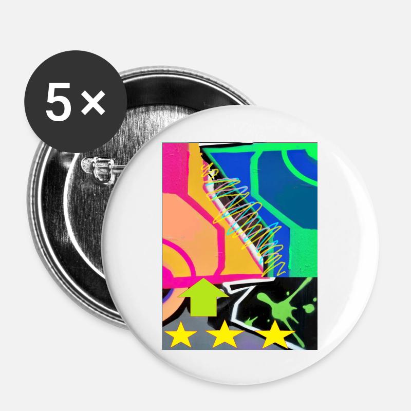 Graffiti Flag 1 - Buttons large 2.2''/56 mm (5-pack) - white