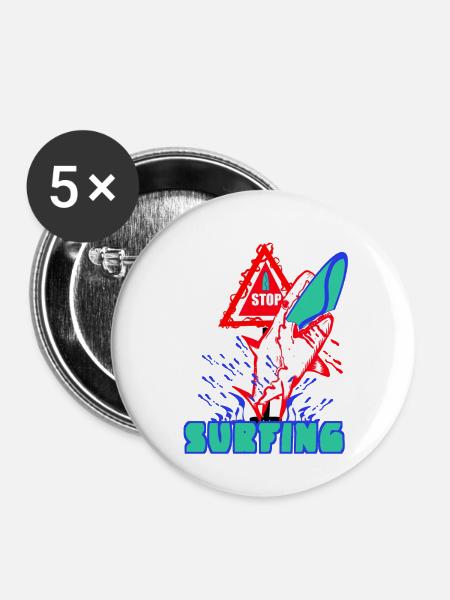 Stop - Surfing - Buttons groß 56 mm (5er Pack) - Weiß