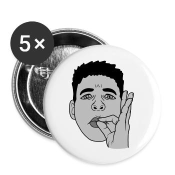 Mund küssen Handgeste Gesicht - Buttons groß 56 mm (5er Pack) - Weiß - Vorne