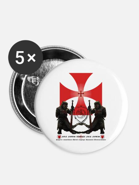 Templer mit Tatzenkreuz - Buttons groß 56 mm (5er Pack) - Weiß