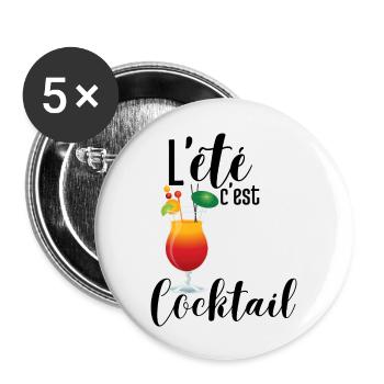 L'été c'est cocktail - Lot de 5 grands badges (56 mm) - blanc - Devant