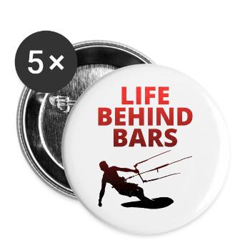 Kitesurfen Kitesurfen Kiteboarding Kiteboarder - Buttons groß 56 mm (5er Pack) - Weiß - Vorne