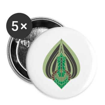 Grünes Blatt - Buttons groß 56 mm (5er Pack) - Weiß - Vorne