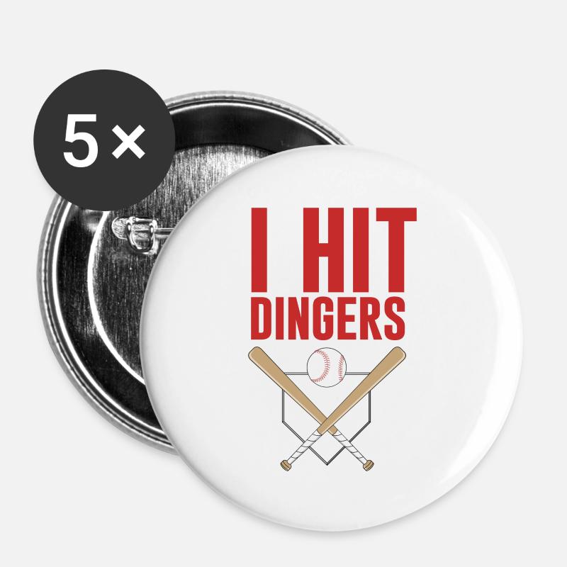 I Hit Dingers Baseball - Buttons large 2.2''/56 mm (5-pack) - white