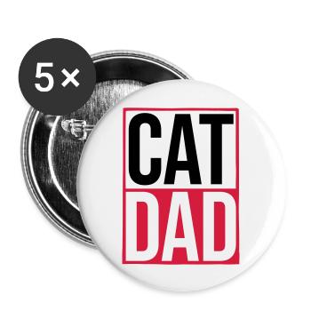 Cat Dad Logo Shield - Buttons large 2.2''/56 mm (5-pack) - white - Front
