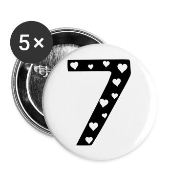 7 Geburtstag rosa mit Herz - Buttons groß 56 mm (5er Pack) - Weiß - Vorne
