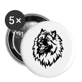 Tête de Wolfsspitz - Lot de 5 grands badges (56 mm) - blanc - Devant