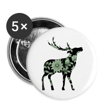 Cerf - Lot de 5 grands badges (56 mm) - blanc - Devant