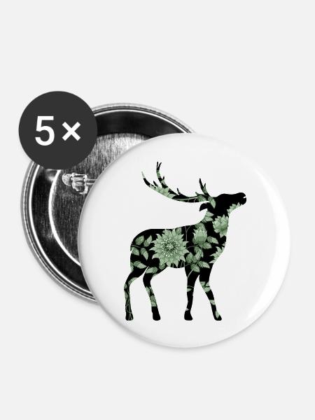 Hirsch - Buttons groß 56 mm (5er Pack) - Weiß