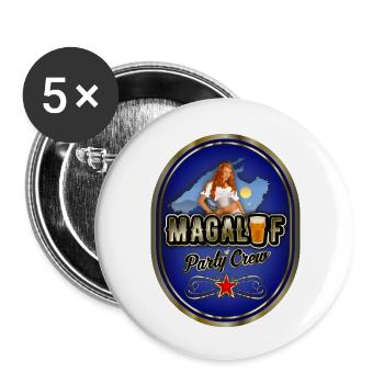 Mallorca Magaluf Party Crew - Buttons groß 56 mm (5er Pack) - Weiß - Vorne