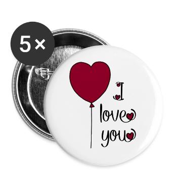 T-shirt pour les amoureux - Lot de 5 grands badges (56 mm) - blanc - Devant