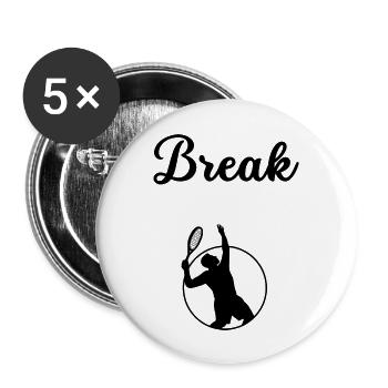 Break Tennis - Buttons groß 56 mm (5er Pack) - Weiß - Vorne