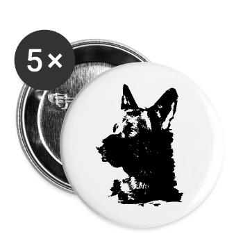 German Shepherd,Shepherd,Dog,Black - Buttons large 2.2''/56 mm (5-pack) - white - Front