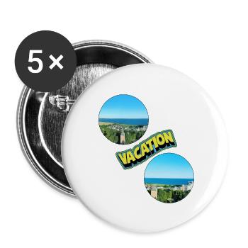 Beach Urlaub T-Shirt - Buttons groß 56 mm (5er Pack) - Weiß - Vorne