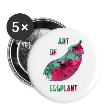 Kunst der Auberginen - Buttons groß 56 mm (5er Pack) - Weiß - Vorne