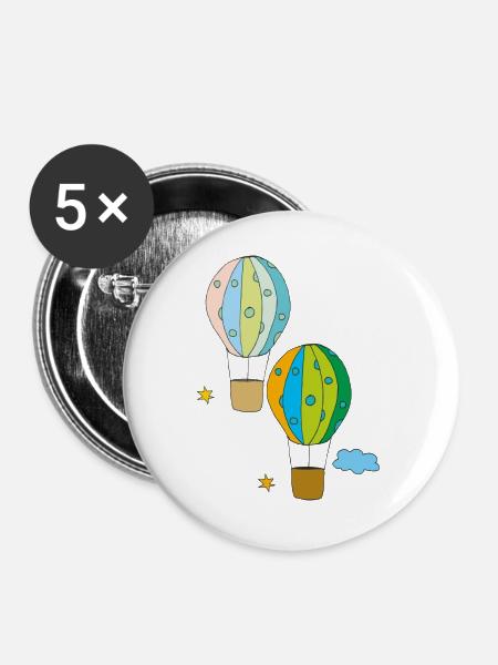 heissluftballon 2fach - Buttons groß 56 mm (5er Pack) - Weiß
