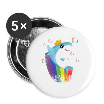 Student Shark Do Do Do Do Doo - Buttons large 2.2''/56 mm (5-pack) - white - Front