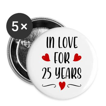silver wedding - Buttons groß 56 mm (5er Pack) - Weiß - Vorne