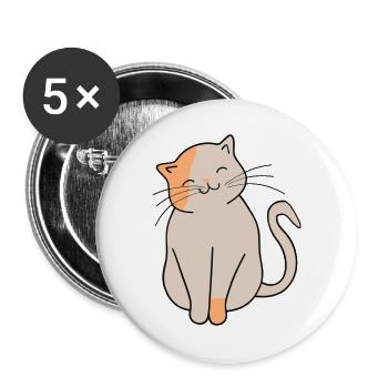Katze - Buttons groß 56 mm (5er Pack) - Weiß - Vorne