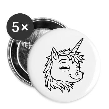 Face Happy Unicorn Comic - Buttons large 2.2''/56 mm (5-pack) - white - Front