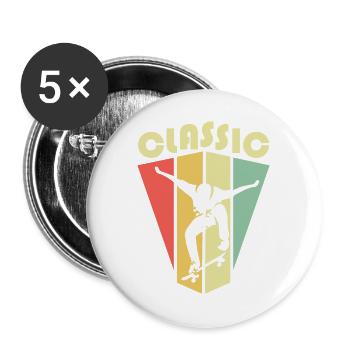 classic skateboarding klassiker retro vintage icon - Buttons groß 56 mm (5er Pack) - Weiß - Vorne